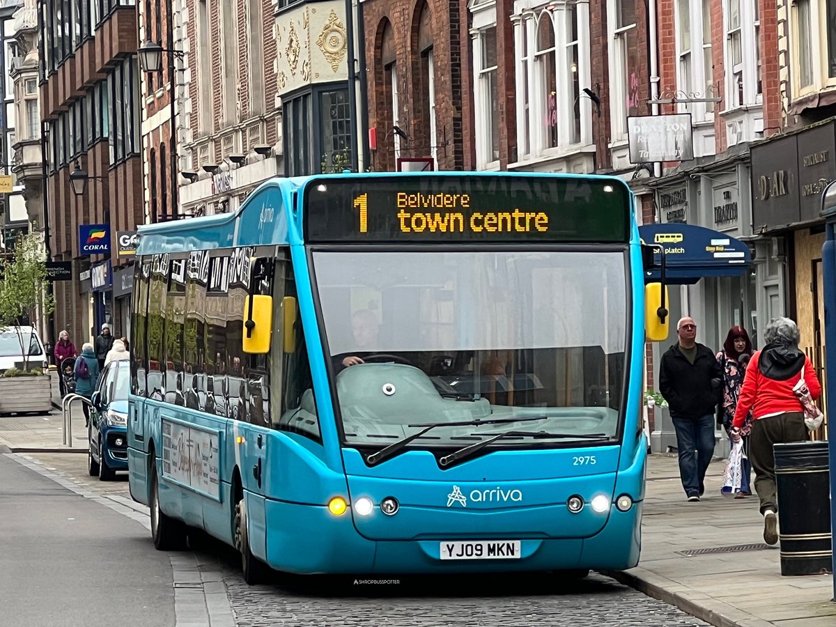 ShropBusSpotter's tweet image. Arriva Midlands Shrewsbury Optare Versa Seen In Shrewsbury Town Centre This Afternoon On Service 1 From Belvidere 2975 YJ09 MKN 📸🚌
