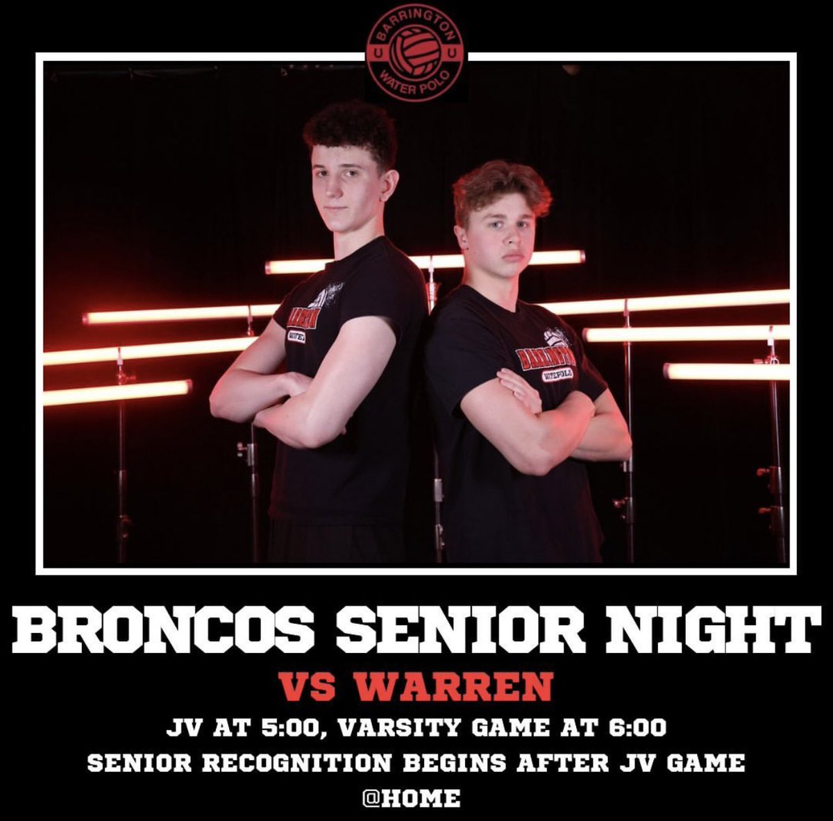 RJohnsonGR2's tweet photo. Senior Night 2023! 🤽‍♂️Let’s go Broncos! @GroveAve220 ❤️🖤🤍  @barrington220 @BarringtonHS220 #WeBelong220 https://t.co/r4tAdz2pI0