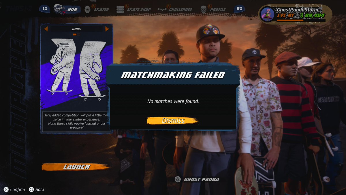 GhostPandaCol's tweet photo. The servers for Tony Hawk's Pro Skater 1+2 are cooked and that's a shame. Was so fun and chill playing online. 😔 https://t.co/8mAzYtjwjo