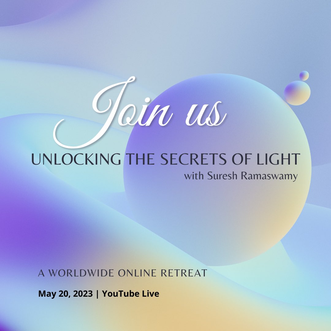 SureshAuthor's tweet photo. Supercharge your meditations and awareness practices! Learn about an optimal avenue to higher consciousness.

Light is the X factor that can significantly accelerate your growth. Join us for this online event.

https://t.co/77k70xzvUP

#retreat #light #spiritual #meditation #yoga https://t.co/CB1HxdHq7B