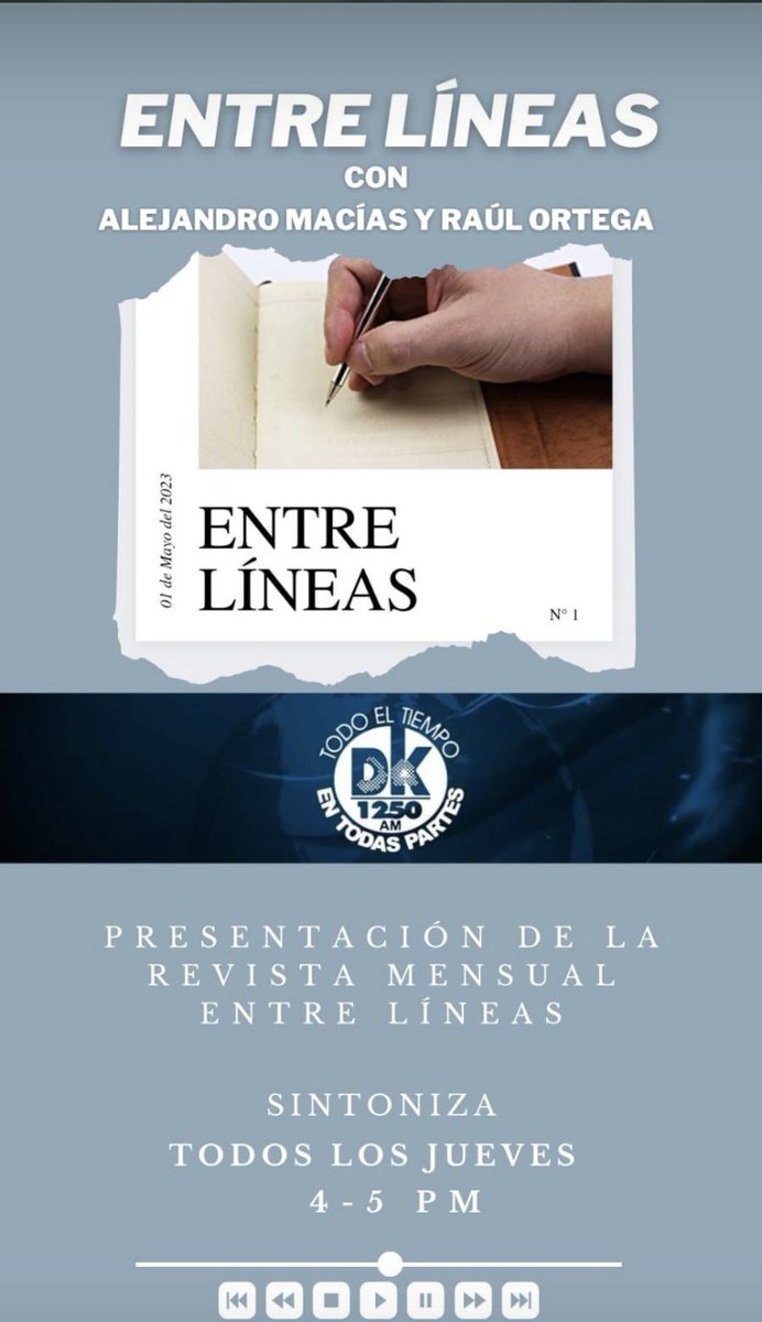 Okr_Gomez's tweet photo. A las 4:45 estaré con mi colega y amigo @OG_Raul charlando sobre la revista que tendrá a bien publicar uno de mis textos este 1 de mayo https://t.co/e09Mdr6Dik