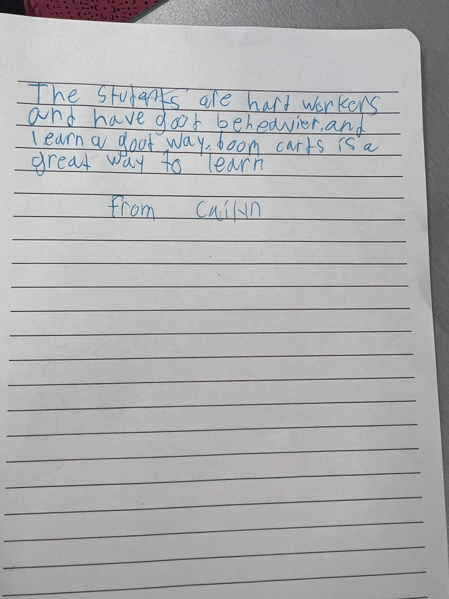 My mini-principal did a formal observation with me today. Look at the feedback she independently wrote and left for the teacher. My mom heart is so full! #TakeYourChildToWorkDay #DragonsCARE