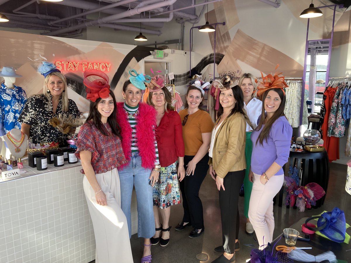 A great time was had by all as ⁦<a href="/KrystolR/">Krystol Rappuhn</a>⁩ and ⁦@lyboyle313⁩ prepped their hats for the Kentucky Derby parties at Faircloth’s Clothing in Detroit #dressup #detroitfashion