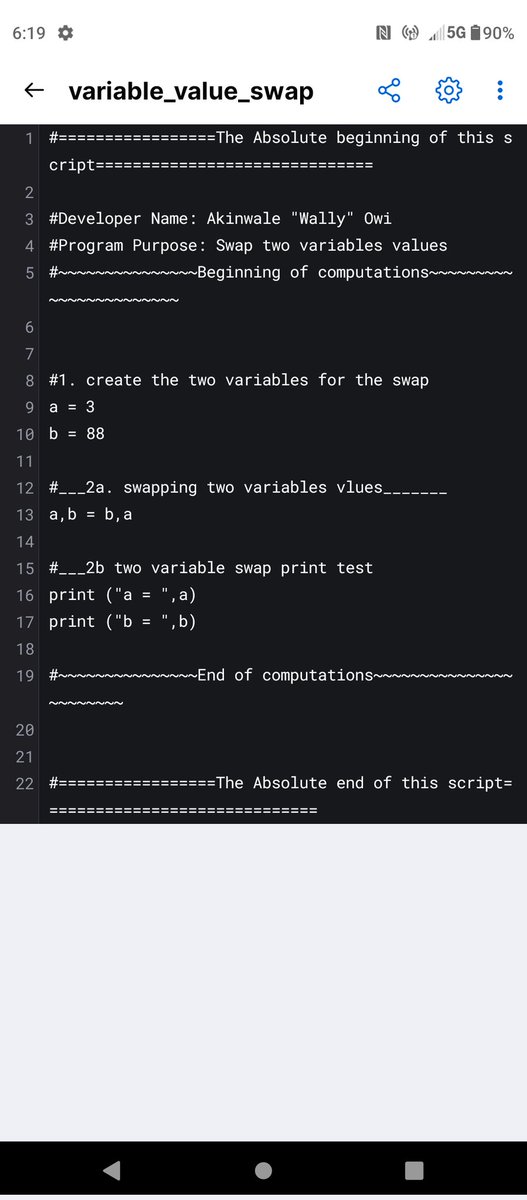 WallyOwi30's tweet image. 1 way to swap two variable values in Python 3
#pythonscripts #remotepythondevelopers