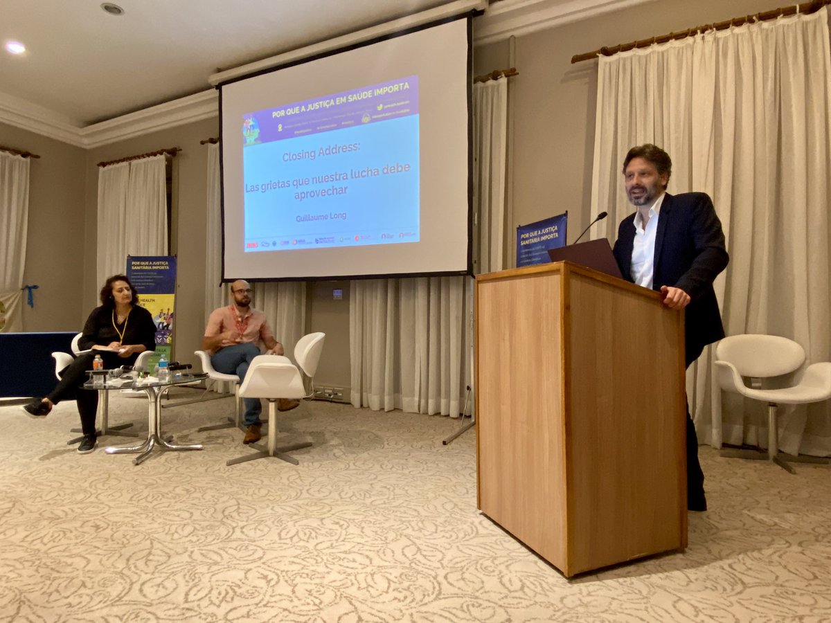 peoplesmeds's tweet photo. “We want international jurisdiction for human rights. For the rights of workers. For the rights of nature.”

@GuillaumeLong delivers the closing address to #Rio2023, wrapping up three days of #HealthJustice and #ClimateJustice collaborations. https://t.co/6XTqMXNBxe