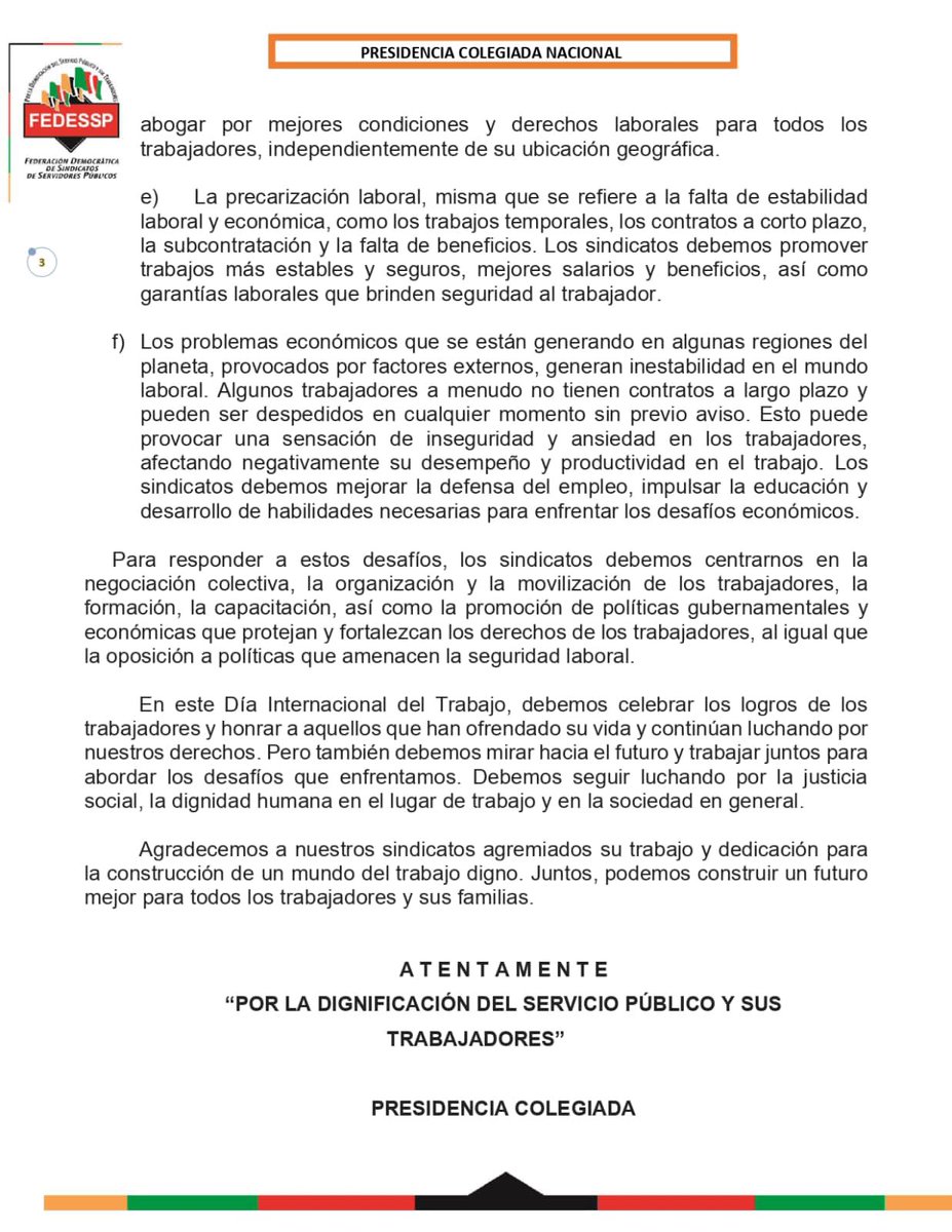 #1deMayo2023
“Día Internacional de los Trabajadores”

#Pronunciamiento 
Presidencia Colegiada Nacional 
<a href="/agusaviles1/">Agustín Avilés</a> <a href="/pedrojoseescar3/">pedro jose escarcega delgado</a>
<a href="/SNTSCT/">EDUARDO CARDENAS</a> <a href="/marudavalos29/">Maru Dávalos</a>

<a href="/mariogomezgg/">Mario  Gómez</a>  <a href="/palomitarelowde/">María</a> <a href="/gutierrezc2005/">LETICIA GUTIERREZ C</a> <a href="/CarlosCruzCas11/">Carlos Cruz Castelán</a> 
<a href="/MarlaFedessp/">Marla Garibay</a> <a href="/PaulinaValver17/">Ingrid Paulina</a> 
#Unete
#TodosSomosUno