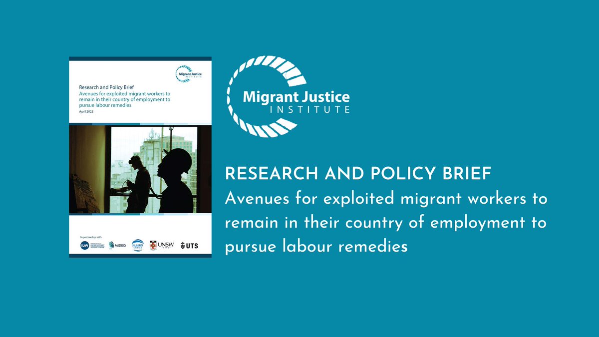 New Policy Brief on essential migration reforms for exploited #migrantworkers to speak up and remedy #wagetheft, with global good practice examples. Critical for detecting #forcedlabor and #modernslavery. With @SolidarityCntr @MIDEQHub @ILAW_Network migrantjustice.org/wagethefta2j