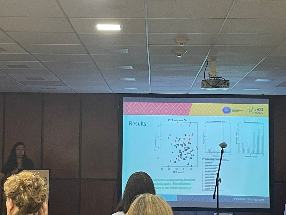 Cleve_Barnett's tweet photo. Another great presentation from the @BiomechNTU gang, this time Maria Bisele showcasing her work on using ML to identify individual gait features in people with lower limb amputation #ISPOcongress23 🇲🇽 https://t.co/aM50UC5XPO