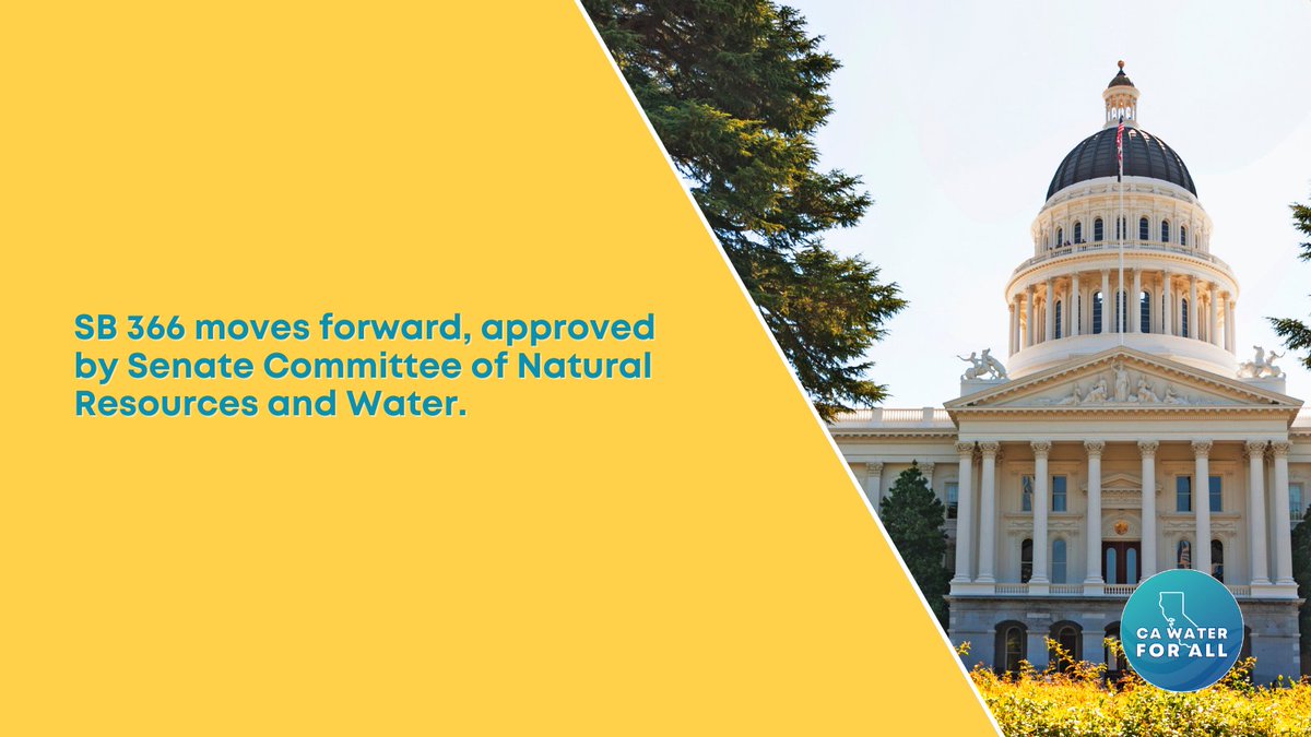 CSAC_Counties's tweet photo. The passage of #SB366 out of CA's Senate Committee of Natural Resources and Water is a crucial step toward ensuring adequate and reliable water supplies for CA. Learn more about SB 366 & how it will transform the state’s water management for all: https://t.co/OXvWV2qlxb #CAWater https://t.co/R3j3e7JGs8