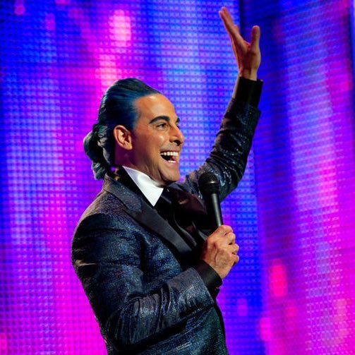 gomdeverdeen's tweet photo. lucky flickerman, first ever host of the hunger games. 
&amp;
caesar flickerman, last ever host of the hunger games.
#TheHungerGames https://t.co/jCTG03OtpY