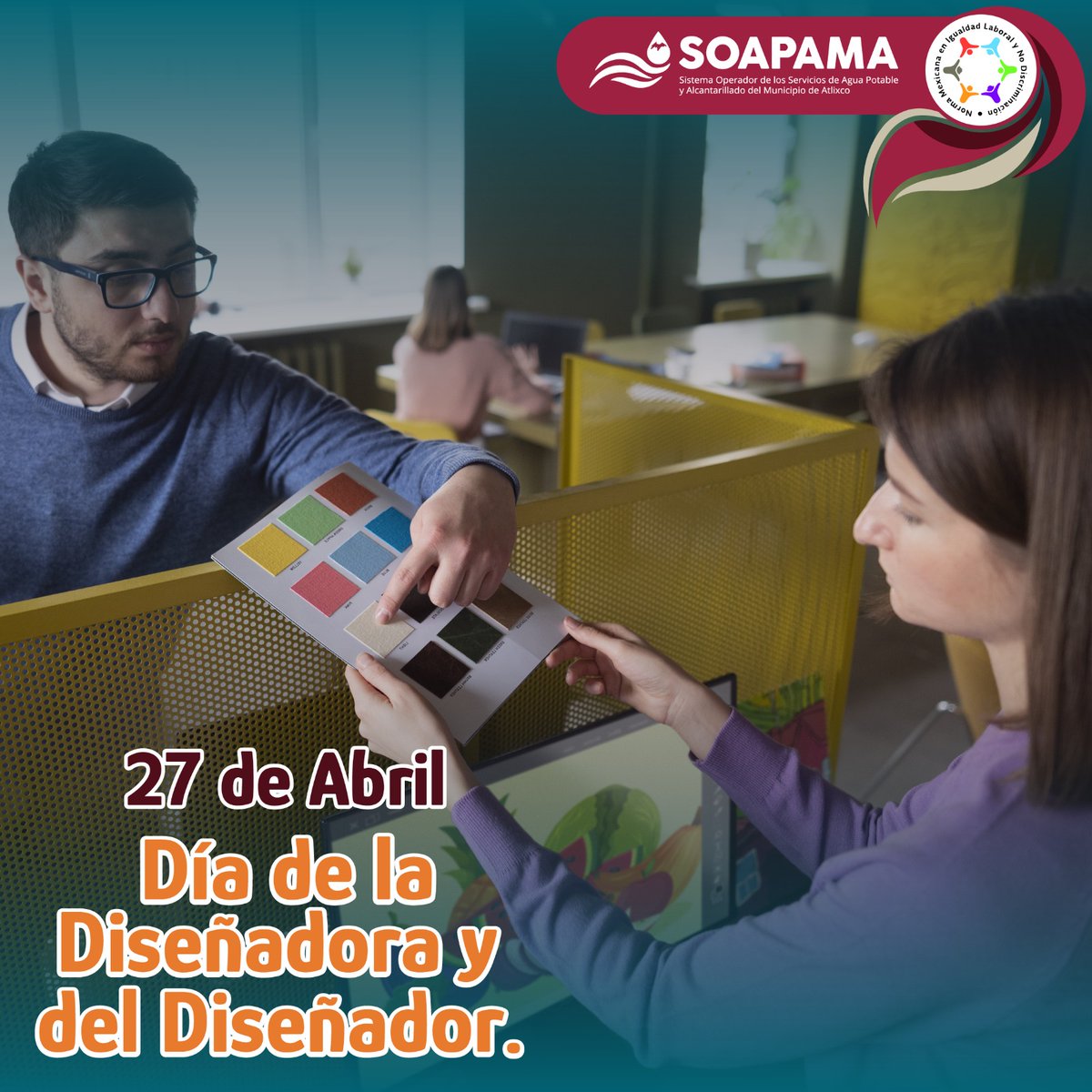 SOAPAMA's tweet image. Día de la Diseñadora y del Diseñador Gráfico | 27 de abril
Muchas felicidades a todas y todos los profesionales del #DiseñoGráfico que a través de la #ComunicaciónVisual transmiten y promueven mensajes de todo tipo para la sociedad por medio de imágenes creativas.