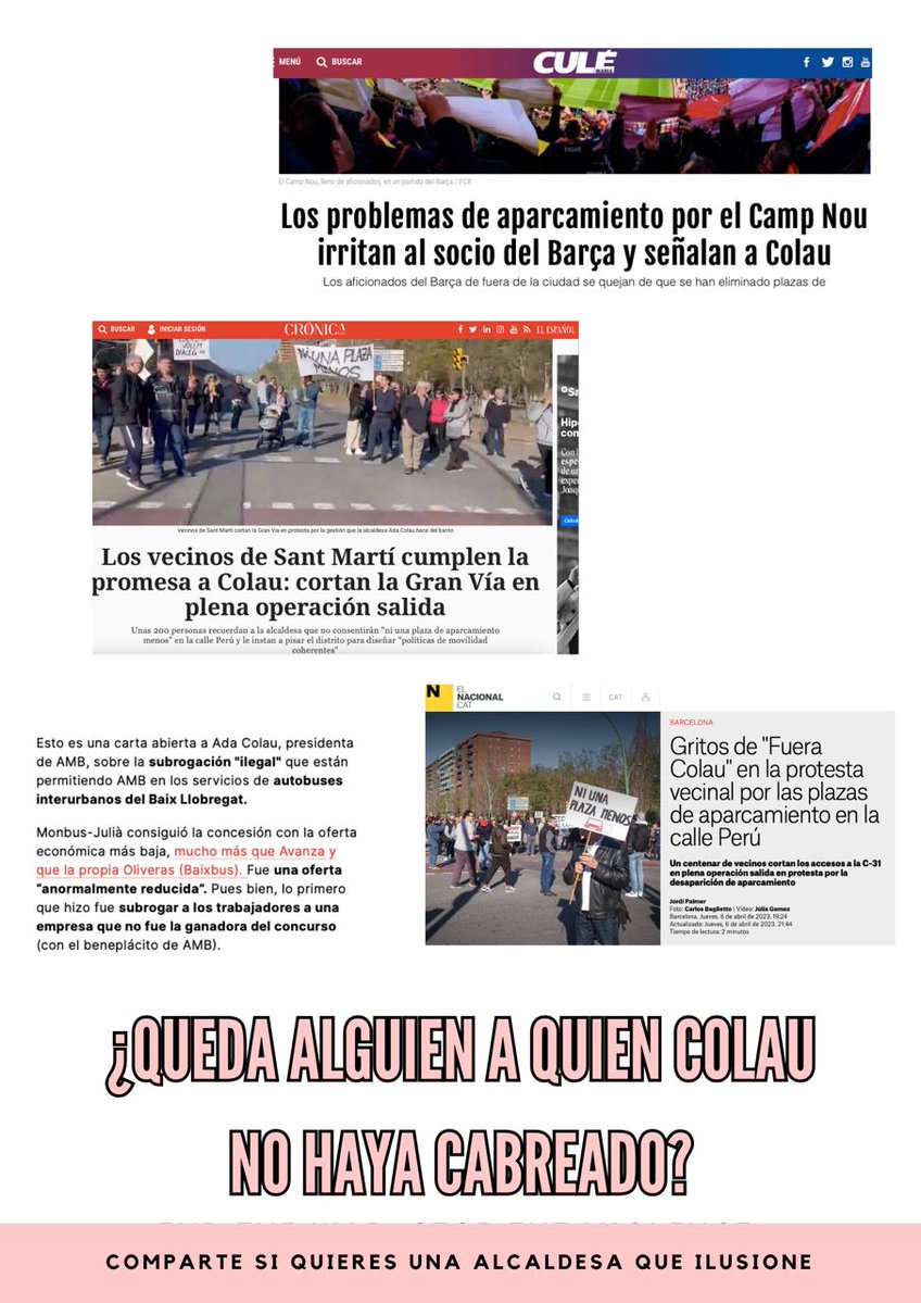 Problemes i més problemes per l'Ada Colau cada dia que passa. No som capaços de ser referents en res una mica seriós. #JoNoVoto