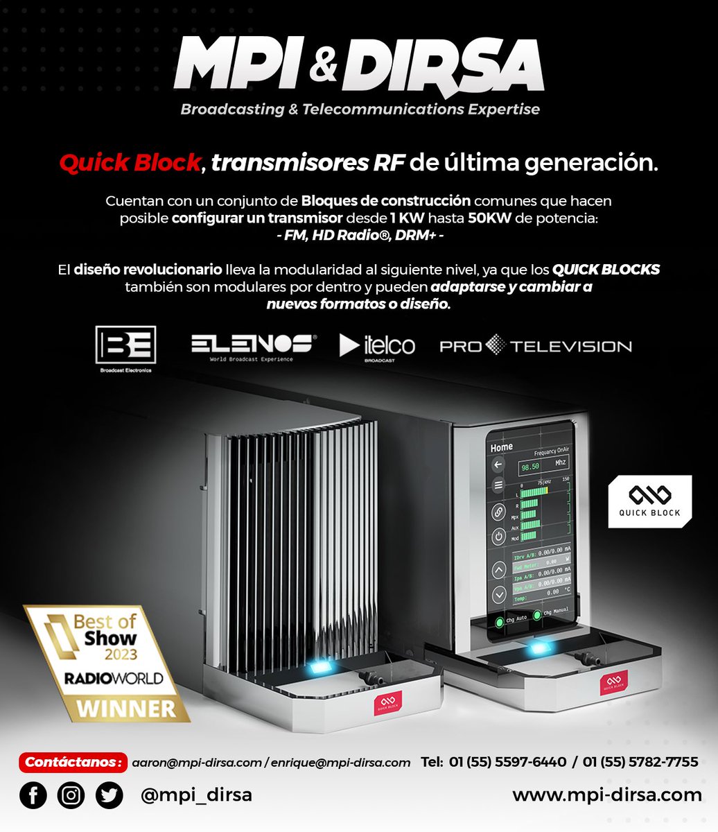 mpidirsa's tweet photo. Conoce #QuickBlock la última generación de transmisores de RF de #ElenosGroup 🤖🔊 https://t.co/SjqPSKwoMu