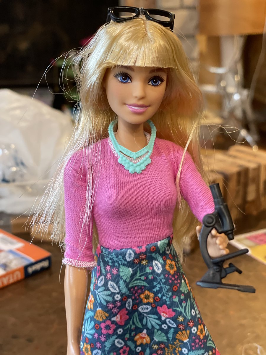 HermelinMD's tweet image. It’s #LabWeek2023. 
👩🏽‍🔬🥼🔬🧫🧪🩸Celebrating with a new Lab Scientist Teacher Barbie with her very own microscope, chemistry test tubes, laptop and clipboard.  
She busy collecting data, revising SOPs, performing proficiency testing and more. #LabSavesLives #Lab4Life #WOMENinstem