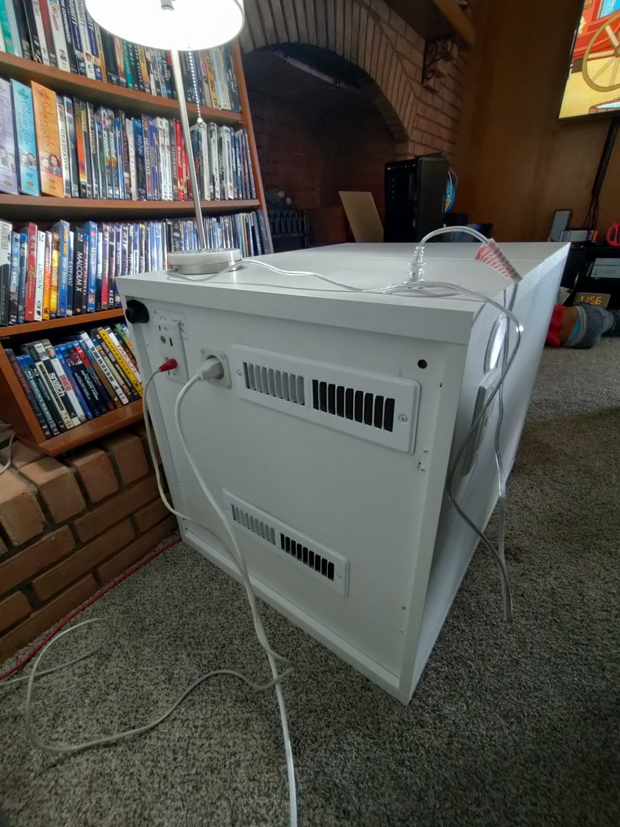 nerddadaf's tweet photo. @hackaday Does this count? Server cabinet with a slide made from two IKEA Bestà https://t.co/7CDpCr7Sv6