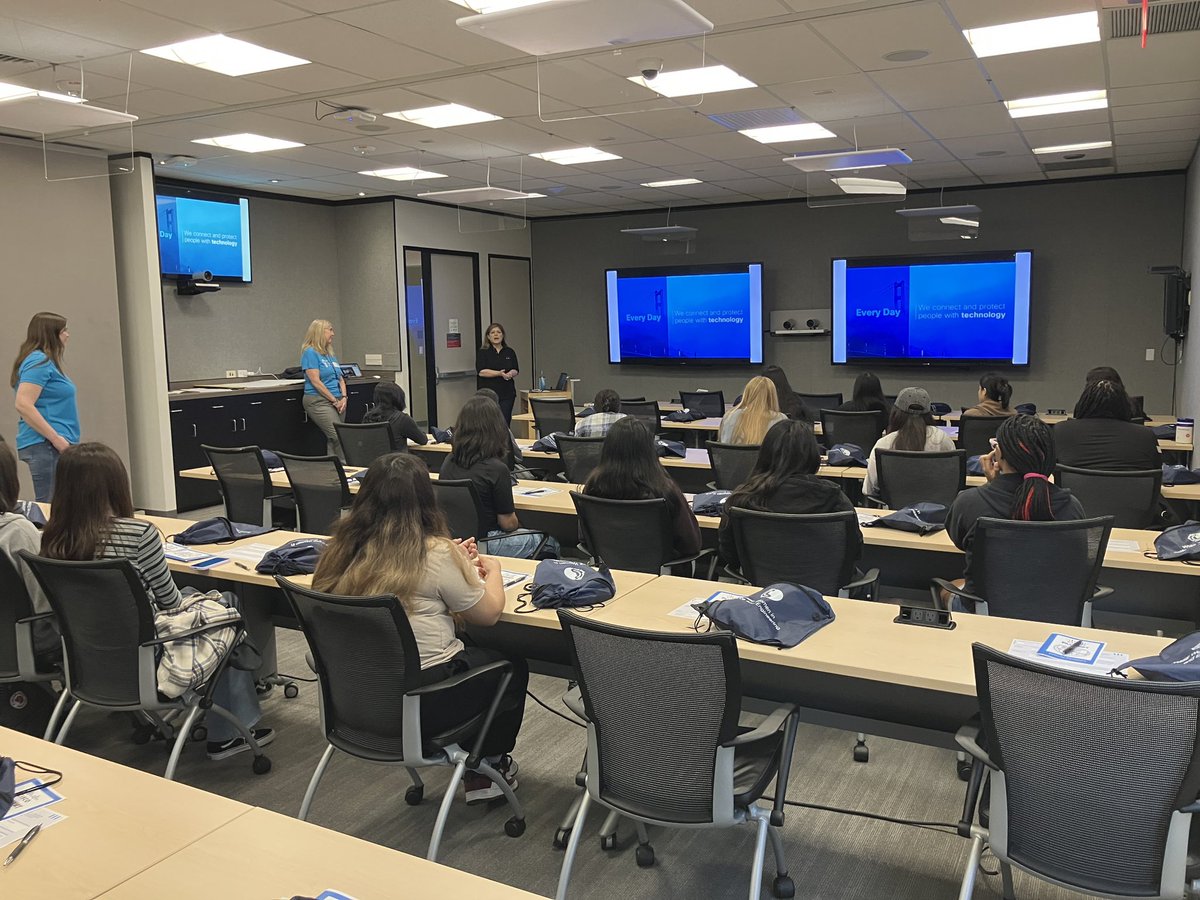 AngelWilson36's tweet photo. Northeast ECHS girls visited Cisco Systems for International Girls in ICT Day. They learned about careers in cybersecurity, hardware and software engineering, &amp; project management. They engaged in speed mentoring and building &amp; programming cars. Thanks for the pics @TheMrShaffer! https://t.co/TKlO9uCdQ2