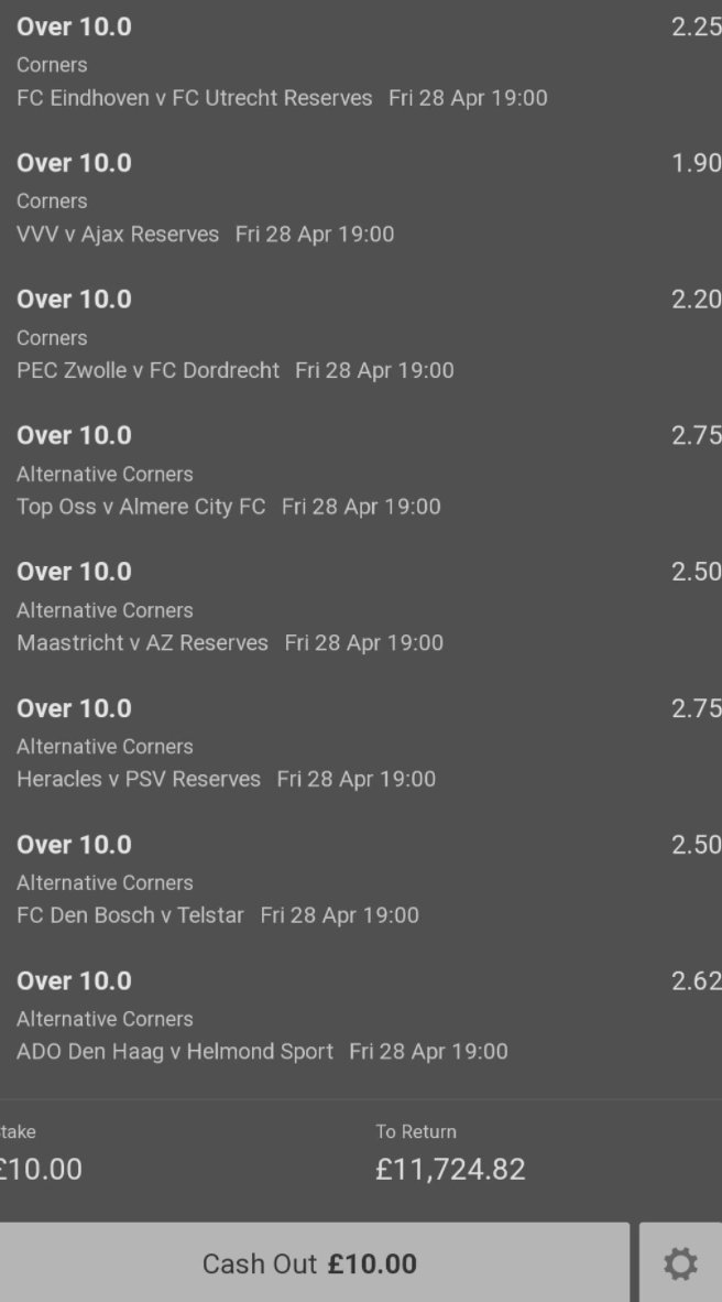 SenditLew's tweet photo. Corner challenge bet - 7⃣ - 🇳🇱⛳️ 😁
Posting early because it starts early (7pm)
If this crazy shit wins I'll #Giveaway £500 to 4 people.
Just like &amp; Retweet ❤️🔃 &amp; GL if your on !
Also join us in my FREE TELEGRAM for Updates on the bet!➡️https://t.co/x7qm5xftQ5 https://t.co/AON74WMzjz