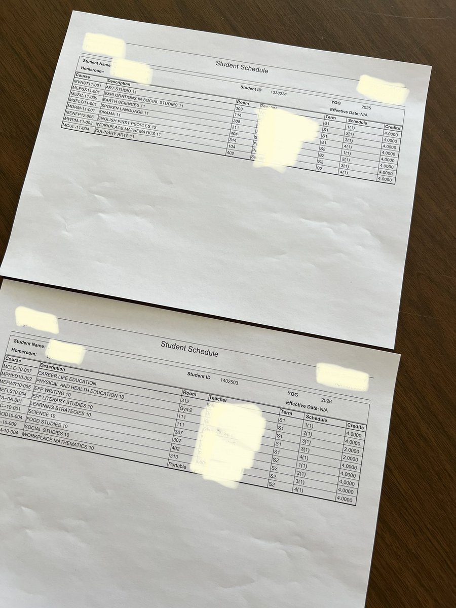 See this?! These are the fall enrollment lists for students with intellectual disabilities at a high school in BC. Students are enrolled in both grade level academic &amp; elective classes with their peers. Don’t let anyone tell you that it cannot be done. 
#EnrollmentIsTheFirstStep