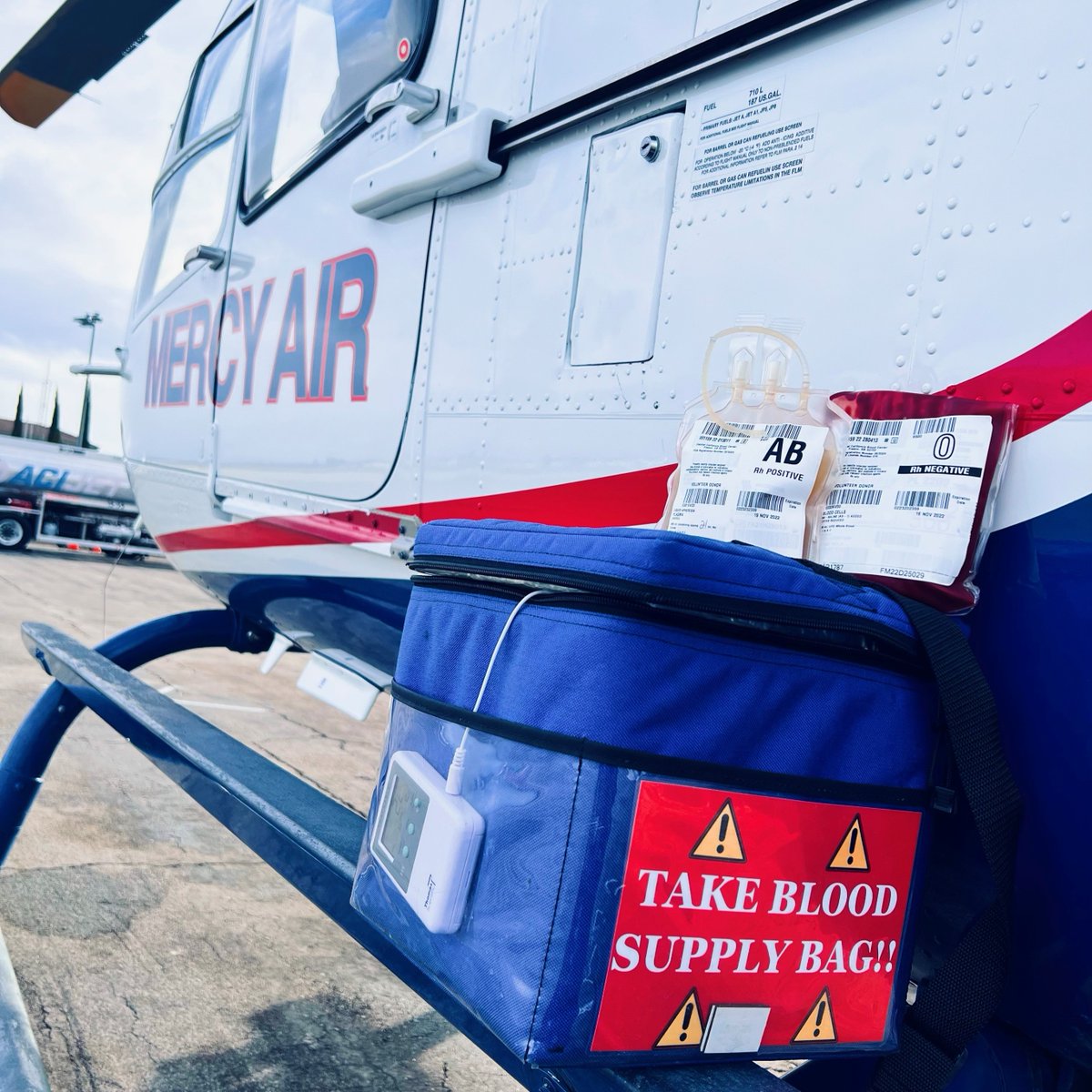 Our Mercy Air 15 team received approval to carry &amp; administer blood in flight! 21 air medical bases throughout CA &amp; NV are carrying blood onboard &amp; now makes Mercy Air the only air medical provider in many of these communities w/lifesaving blood on every Mercy Air-staffed flight.