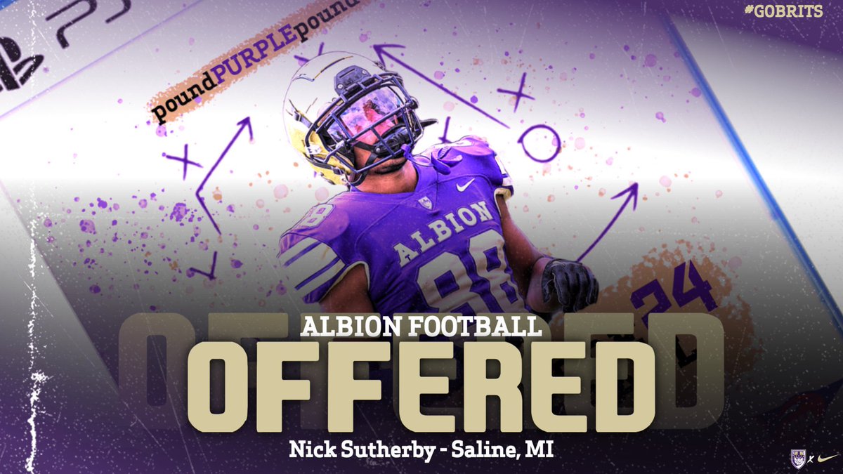 N_Sutherby's tweet photo. After a great phone call with @CoachJohnsonOL I am excited to say that I have received an offer to play for @AlbionFootball https://t.co/k8oRjApvke