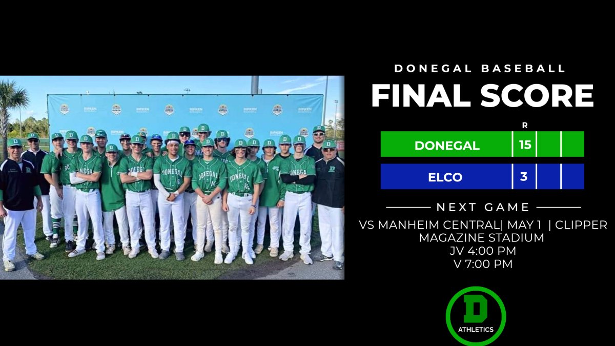 Great win today fellas! 

Join us May 1st as the Indians host Manheim Central at Clipper Magazine Stadium. 

JV at 4 pm
Varsity at 7pm