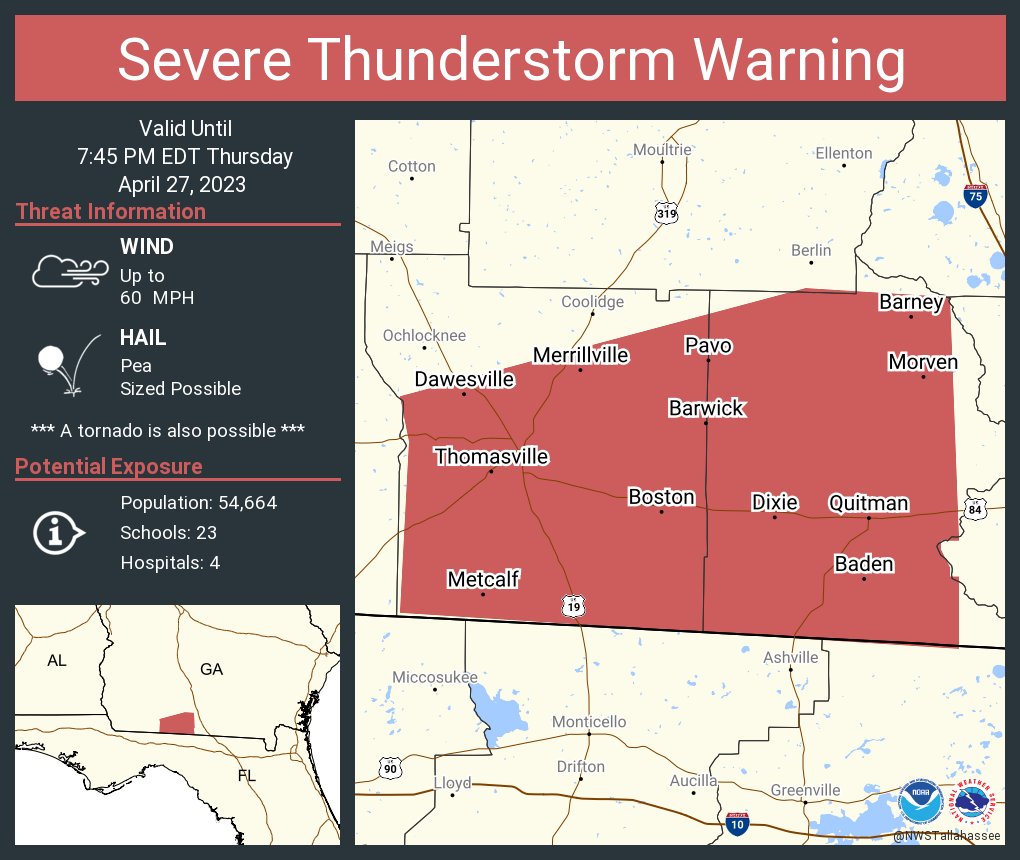 NWS Tallahassee on Twitter "Severe Thunderstorm Warning including