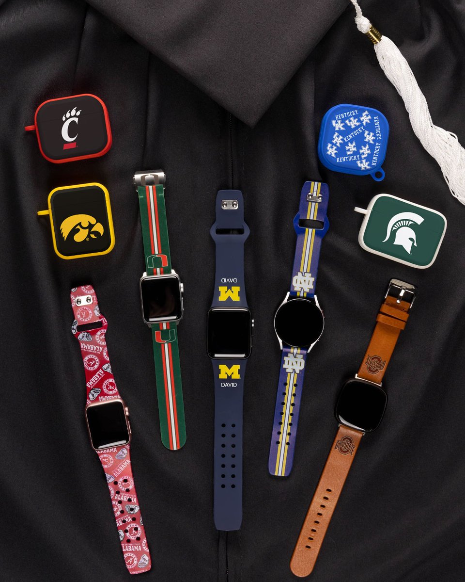 As this year's graduates join the proud ranks of the Class of '23, celebrate in style and let everyone know which school you represent with our colligate collection of Smart Watchbands and Bluetooth Earbuds Cases. #Classof23 #College

Shop the collection: l8r.it/ycYo