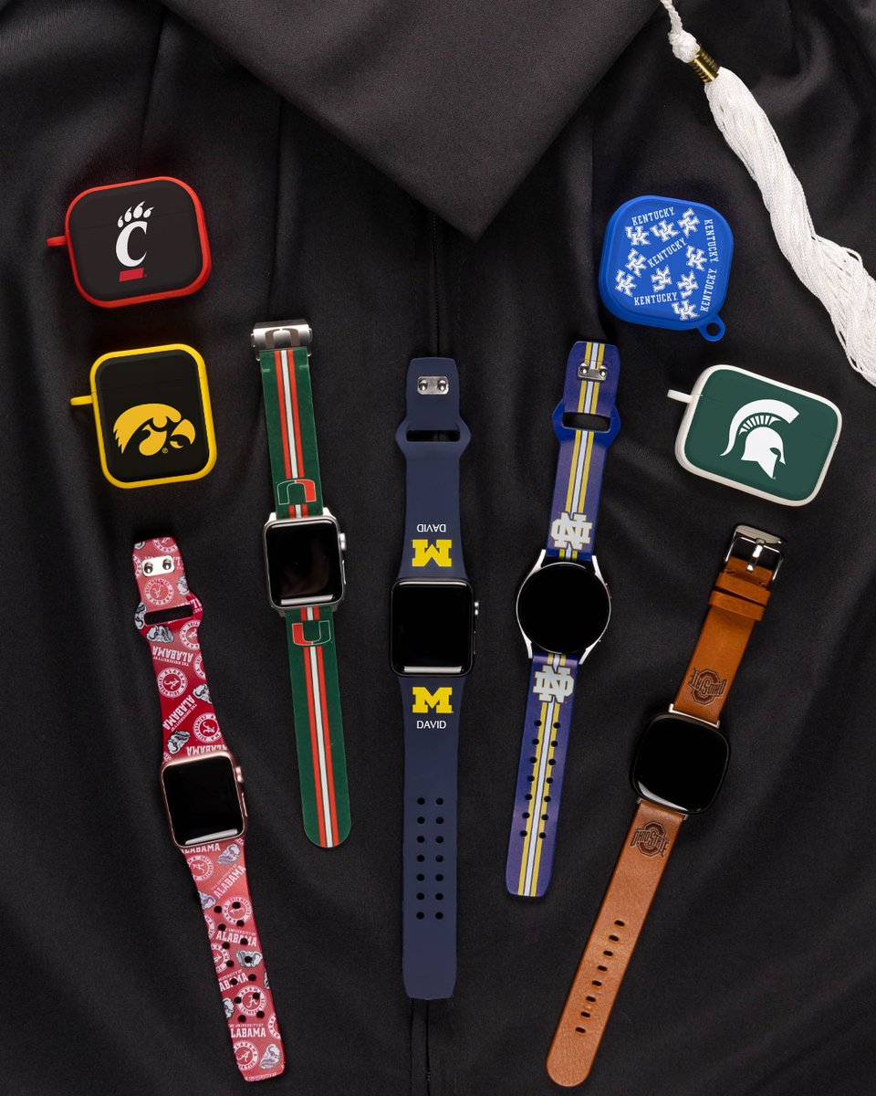 AffinityBands's tweet photo. As this year's graduates join the proud ranks of the Class of '23, celebrate in style and let everyone know which school you represent with our colligate collection of Smart Watchbands and Bluetooth Earbuds Cases. #Classof23 #College

Shop the collection: https://t.co/nPNvUZeaoF https://t.co/OnKCrhydSb