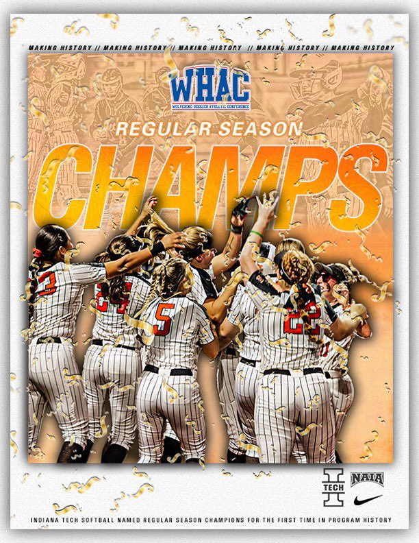FOR THE FIRST TIME IN PROGRAM HISTORY YOUR INDIANA TECH SOFTBALL TEAM IS THE WHAC REGULAR SEASON CHAMPIONS!! 🟠⚫️ #techyeah #warriors <a href="/INTechSoftball/">Indiana Tech Softball</a>