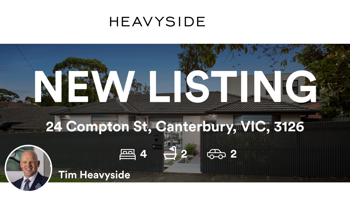 🛌 4 🛀 2 🚘 2
📍 24 Compton St, Canterbury, VIC, 3126

My latest listing on RateMyAgent.

rma.reviews/iZJK9LW8n8hA

...
#ratemyagent #realestate #HEAVYSIDE