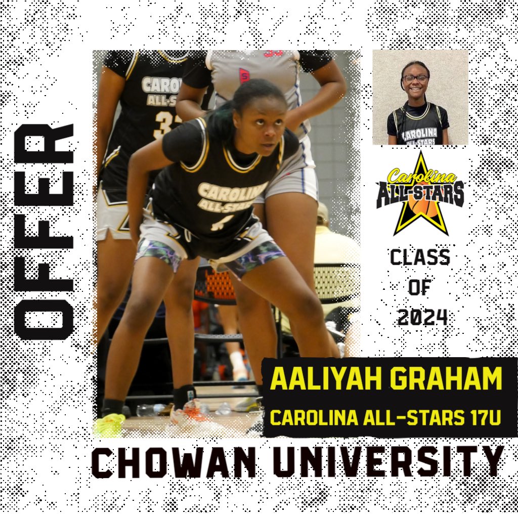 Congrats to our very own Carolina All-Stars 17U 2024 AALIYAH GRAHAM @AaliyahGraham15 on Offer from Chowan University @ChowanWBB Head Coach @Coach_Lenise Carolina All-Stars 17U played well at Deep South. 5/19-21 The Classic-Louisville 3rd CAS 17U to receive an offer this week