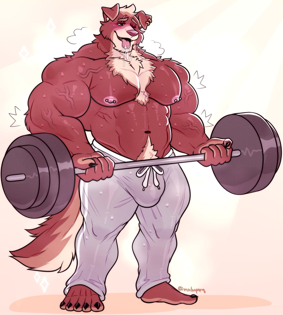 big doggo doing weights!💪

commission for <a href="/vaseragas/">evemon✨</a>✨