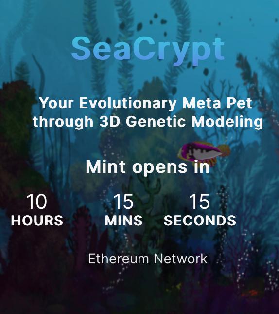 SeaCrypt's tweet photo. Mint Opens in 10 hours! #blubblub
#NFT #Ethereum #SeaCrypt #3DNFT https://t.co/DyLk49KS9Q
