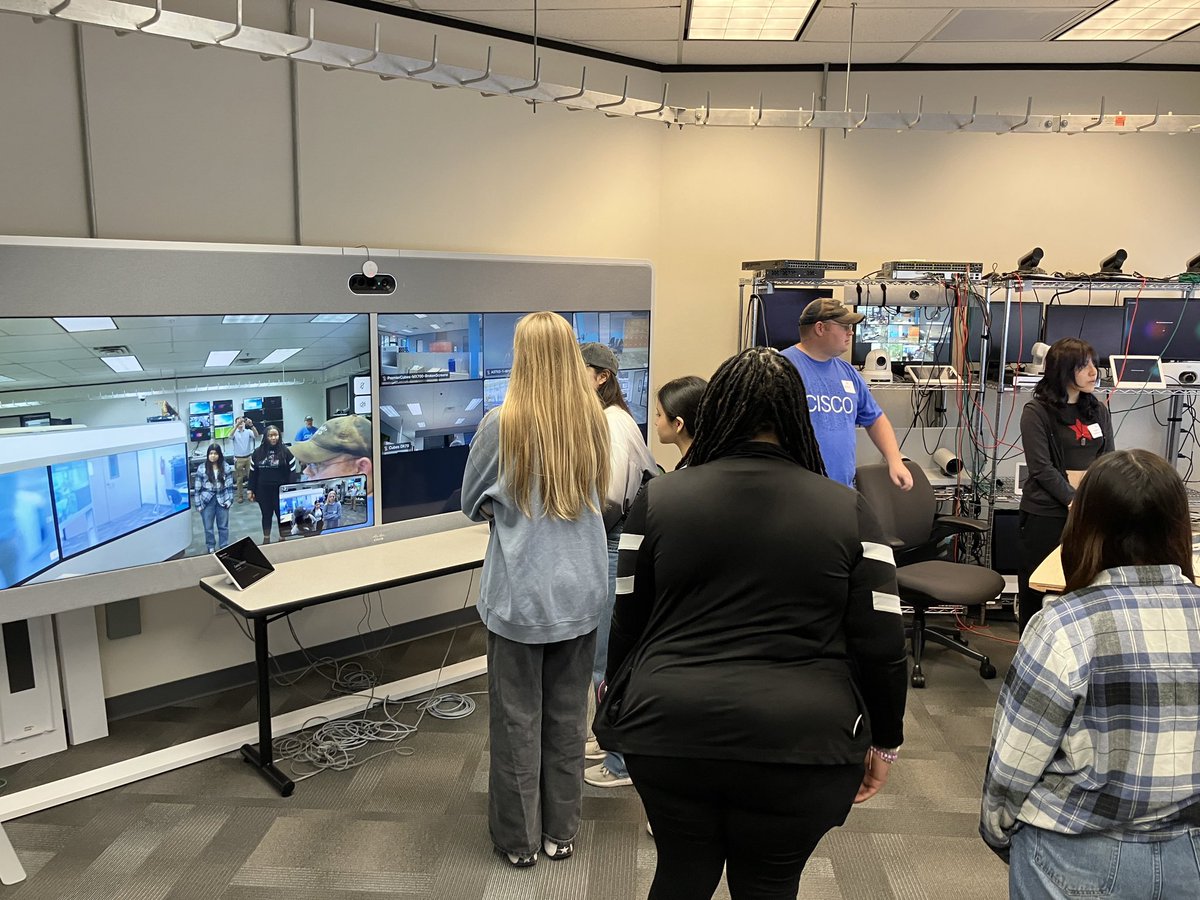 AngelWilson36's tweet photo. Northeast ECHS girls visited Cisco Systems for International Girls in ICT Day. They learned about careers in cybersecurity, hardware and software engineering, &amp; project management. They engaged in speed mentoring and building &amp; programming cars. Thanks for the pics @TheMrShaffer! https://t.co/TKlO9uCdQ2