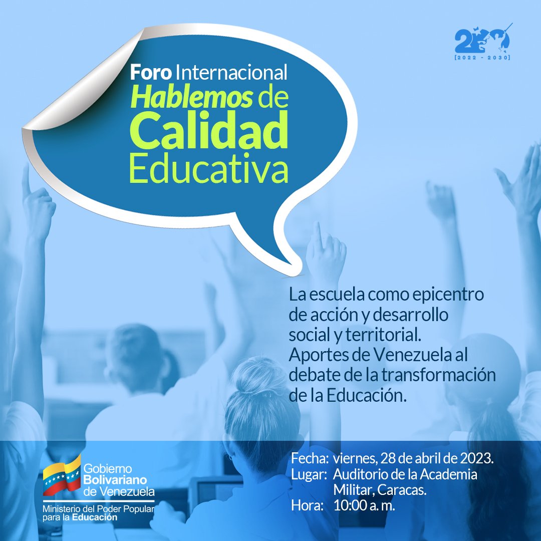 ¡Intercambiamos saberes con el mundo!

Acompáñanos en este espacio de debate. Queremos compartir los aportes y los hallazgos de Venezuela para la transformación de la educación. 

¡Estamos comprometidos/as con la calidad educativa!

<a href="/NicolasMaduro/">Nicolás Maduro</a> 

#LevantenElBloqueoYa