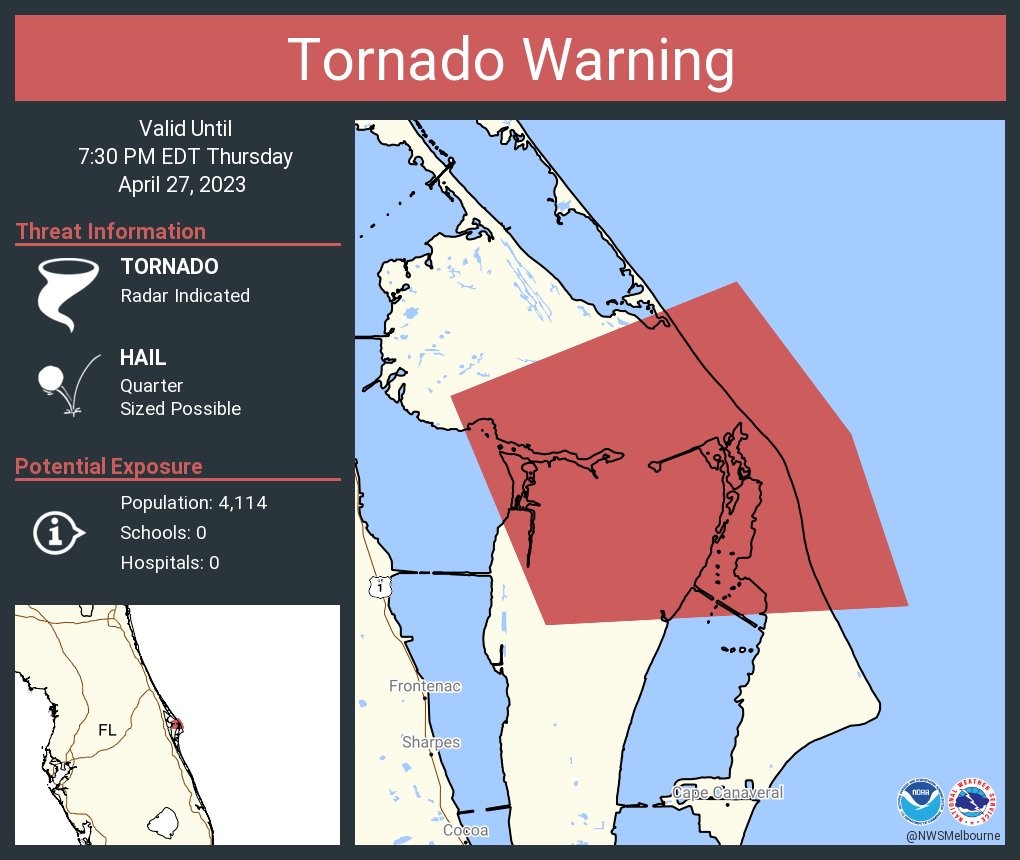 NWS Tornado on Twitter "Tornado Warning including Brevard County, FL