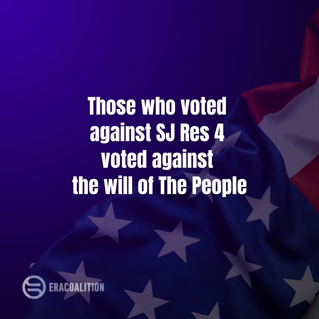 A bipartisan majority of Senators are now on record in favor of the ERA as the 28th Amendment. Unfortunately a minority of Senators believe that we do not deserve sex equality. We won't give up until the 28th Amendment is enshrined in the U.S Constitution.  #ERANow #SJRes4