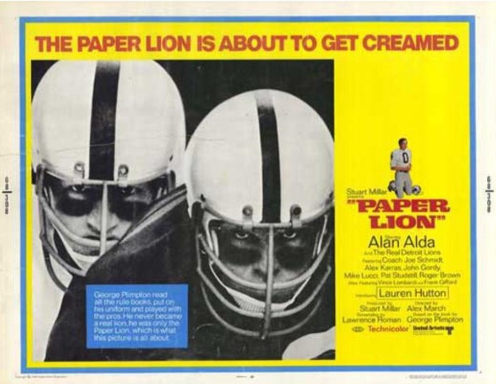 PAPER LION 1968
(Dir. Alex March)

Great pre-NFL draft movie, suggestion courtesy of @Elrickane & @PureCinemaPod
#footballmovies #NFLDraft #60smovies #ThrowbackThursday #football