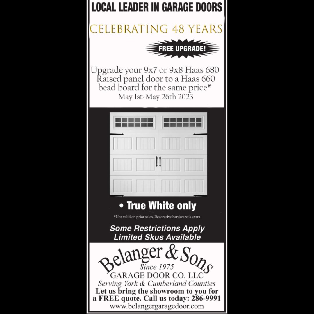 Spring special. 
#garagedoor #garagedoorinstaller
#SmallBusiness 
#familybusiness 
belangergaragedoor.com