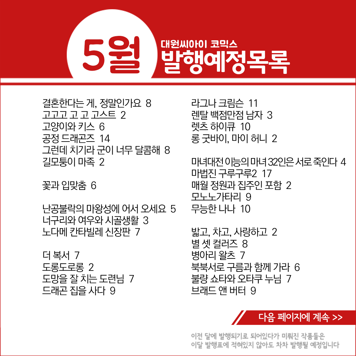 dw_ci's tweet photo. * 5월 발행예정 작품목록 *
https://t.co/pG9Q9P2Hx5

원피스105, 최애의 아이 10, 신장판 꿈빛파티시엘 세트, PPPPPP 1, 용기있는 자부터 흩날려라 1, 길모퉁이 마족 2, 황천의 츠가이 3, M구역의 주민 6, 더 복서 7, 무능한 나나 10, 스미카 스미레 11, 신부 이야기 14, 청의 엑소시스트 28 등 https://t.co/srL1dc117N