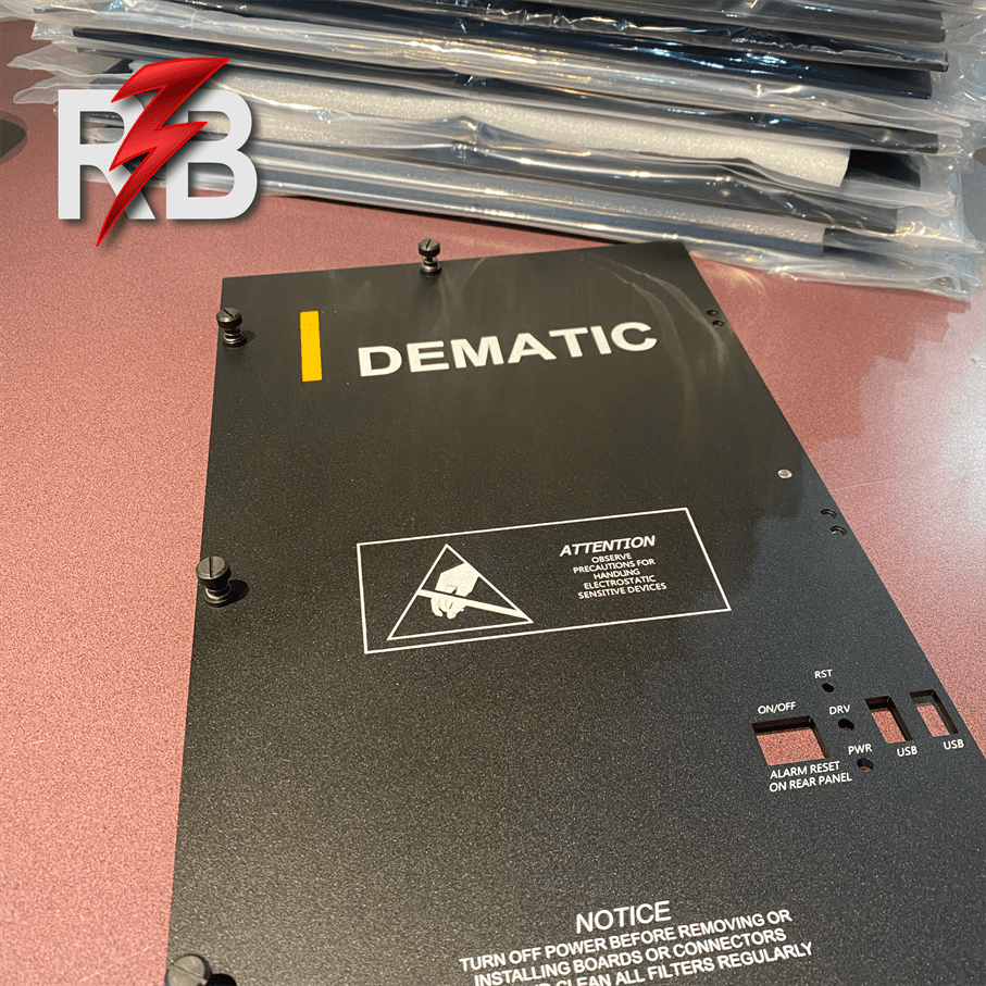 Custom UV color printing services for control panel plates!  redboltlaser.com
