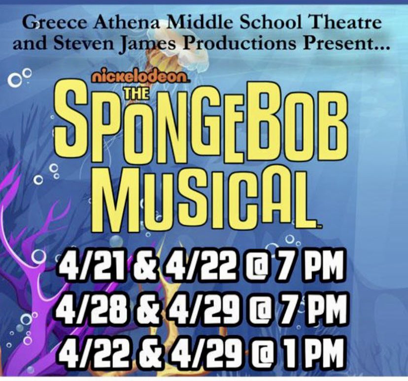 GreeceAthenaMS's tweet photo. In support of Sponge Bob the musical this weekend!  

The 6th grade team passed out some “pirate flair” 🏴‍☠️ 

Looking forward to seeing the show and the next round of Patchy the Pirate!
@GreeceCentral 
@GCSDsuper 
@MsLarkinAthena 
@GAMSTheatre https://t.co/s0PUzF8N0B