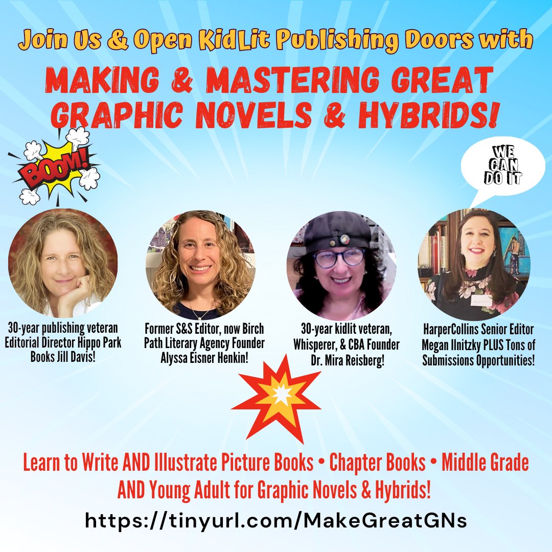 Learn to write, and/or illustrate, format, and publish graphic novels and hybrids! Register today and get started with juicy bonus courses and prepping for the first week! tinyurl.com/MakeGreatGNs Course starts 5/29! @childrensbookac #gn #ecourse #WritingCommunity