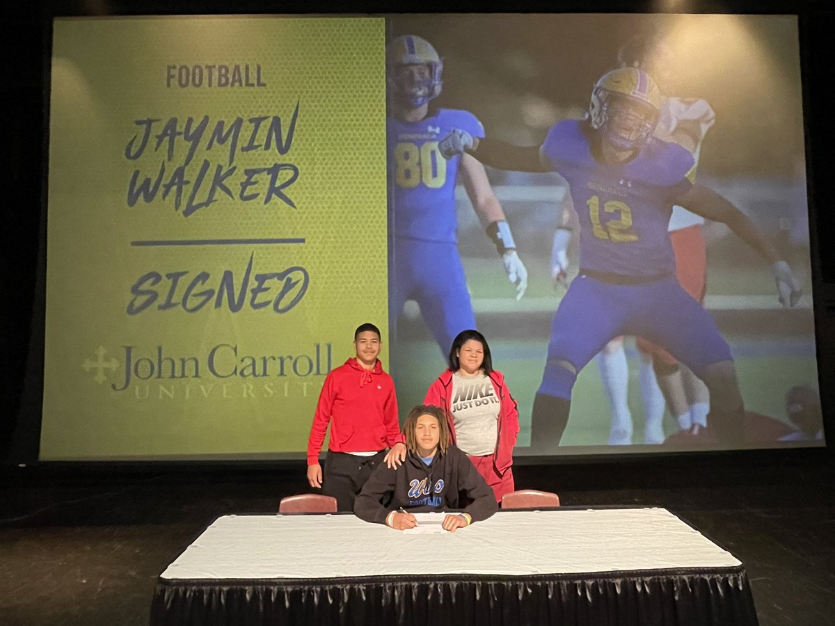 Congratulations to Jaymin Walker on signing to continue his academic and football careers at John Carroll University! #GoWoo