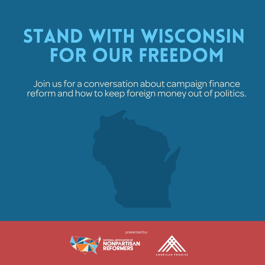 Join us next Monday 5/1 @ 3pm ET for an across-the-aisle conversation about campaign finance reform in Wisconsin, the personal connections behind the issue &amp; the political strategy being used to bring about real, grassroots-led change in that state. us02web.zoom.us/meeting/regist…