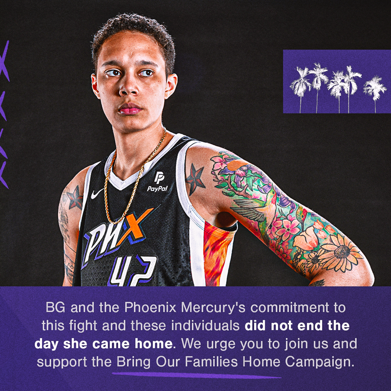 PhoenixMercury's tweet photo. Brittney Griner’s wrongful detention educated our organization, fan base and The Valley about the plight of hostages around the world and their families here at home.
While we can’t fix that on our own, we intend to be a part of the solution using the platform that we have.