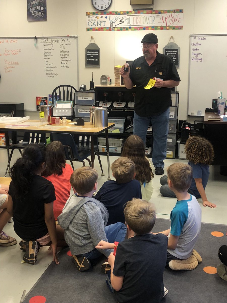As part of our Evidence Everywhere unit, 2nd and 3rd graders met with an expert in the field of fire investigation! <a href="/keheleycomets/">Keheley Comets</a> <a href="/CobbAlp/">Cobb ALP</a>