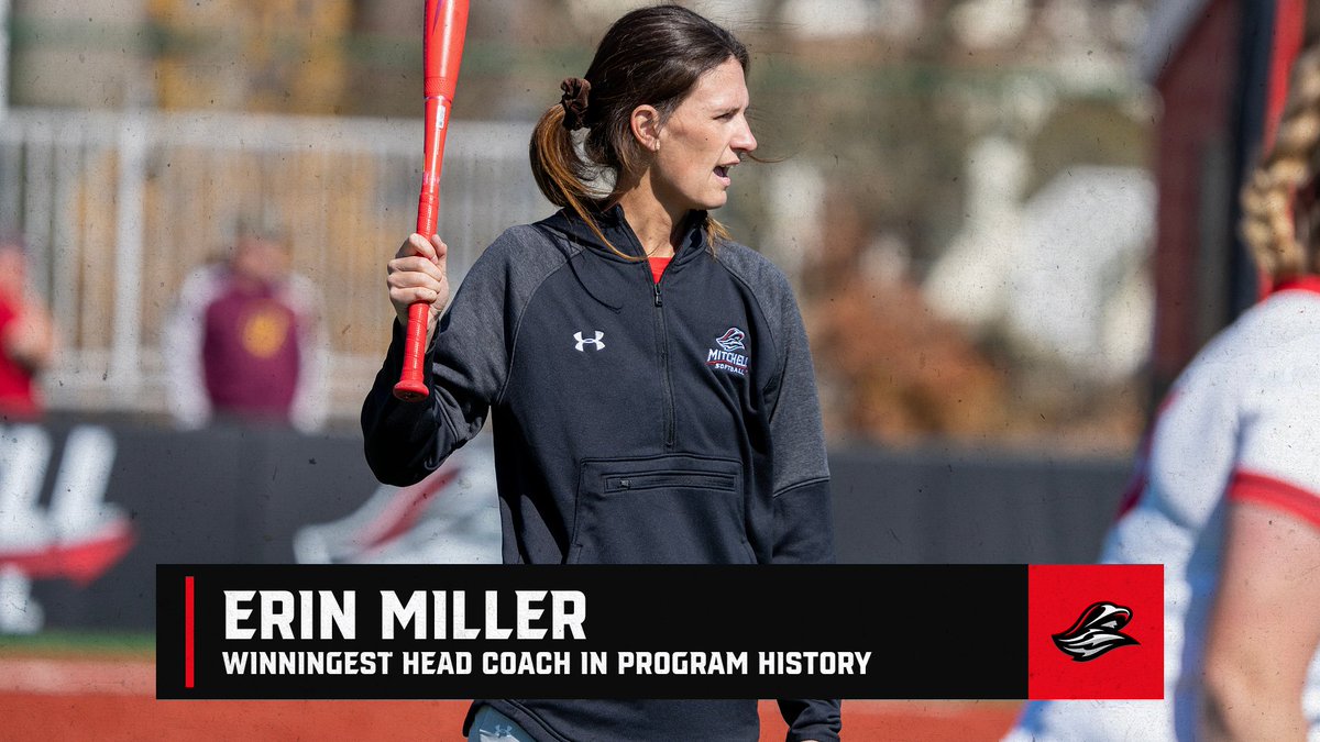 AthleticsMC's tweet photo. What a historic day for Mitchell softball‼️ With a sweep over Purchase (9-0 &amp; 13-0), the Mariners now have 23 wins, most in a single season in program history. Head Coach Erin Miller also moved into sole possession for most victories in program history with 52. #GoMariners 🥎🧹👏 https://t.co/sreqgAMbDf