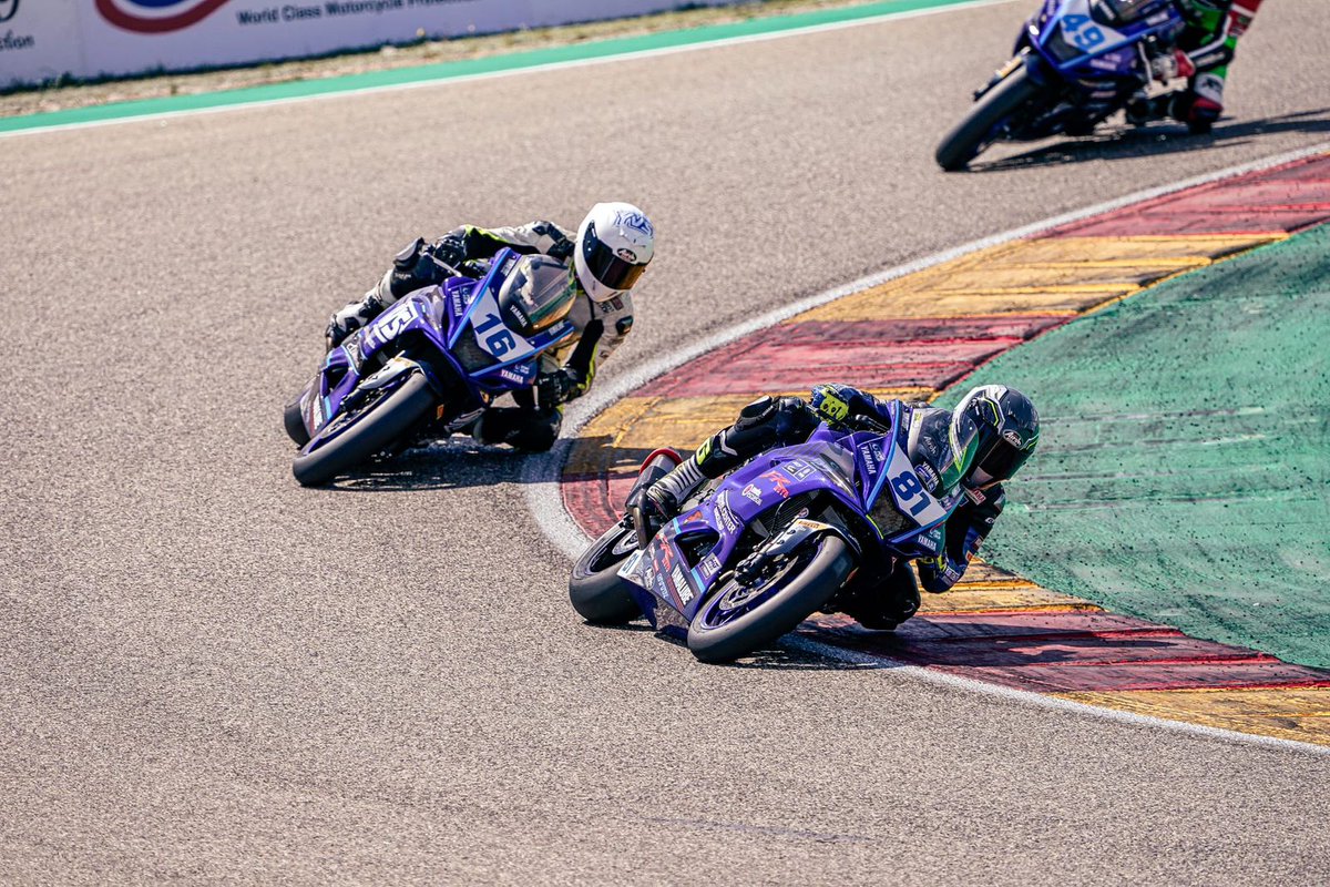 YamahaMotorArg's tweet photo. Debut soñado para #MatiasPerez81 y el team #YamahaMotorCenter, el campeón de la categoría en la temporada pasada triunfa en la carrera del sábado y consigue un 2do puesto en la del domingo en la doble fecha realizada en #motorlandaragon 🇪🇸
Felicitaciones piloto 🏁
#R7Cup #mgbikes https://t.co/s0Z196cEe1