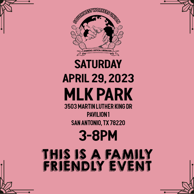 TenantsUnionSA's tweet photo. Catch us tabling at MLK Park for this event celebrating May Day! https://t.co/UK3y6IvuBx
